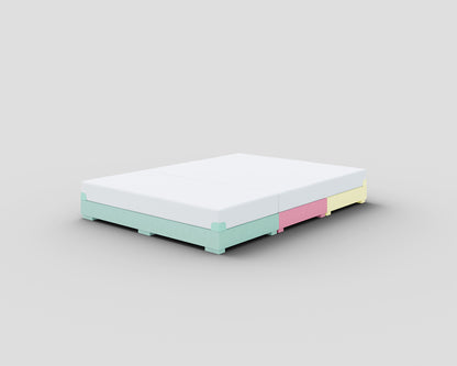 PALU Familienbett Starter-Set Mix - mint/babyrosa/pastellgelb - mit Matratze - ohne Topper