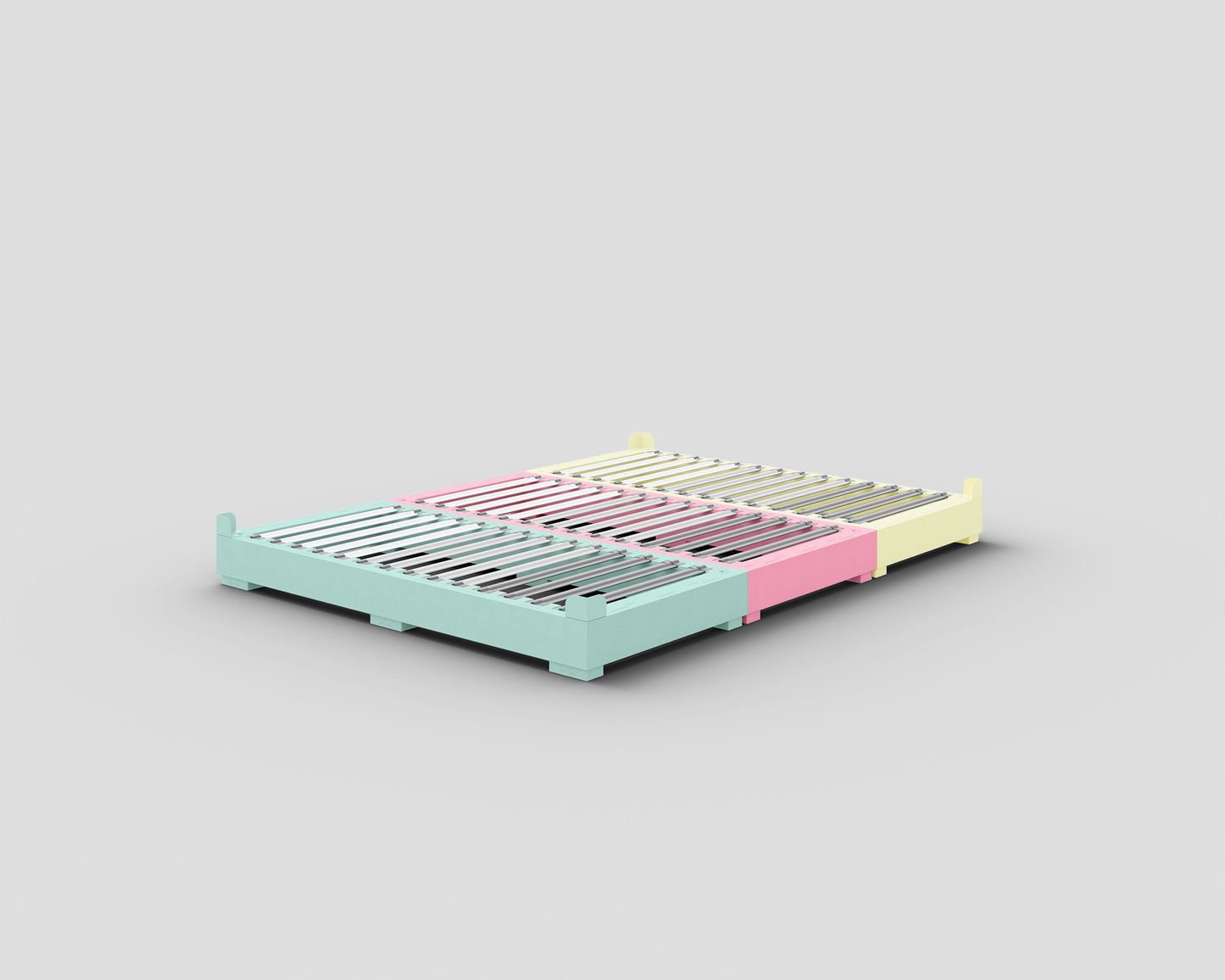 PALU Familienbett Starter-Set Mix - mint/babyrosa/pastellgelb - ohne Matratze - ohne Topper