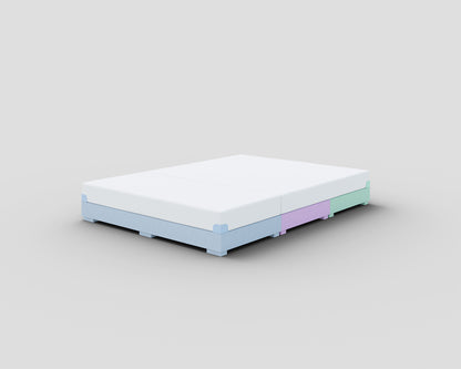 PALU Familienbett Starter-Set Mix - mittelblau/lavendelviolett/mint - mit Matratze - ohne Topper