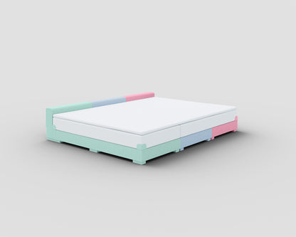 PALU Familienbett Komfort-Set Mix - mint/mittelblau/babyrosa - ohne Matratze - mit Topper