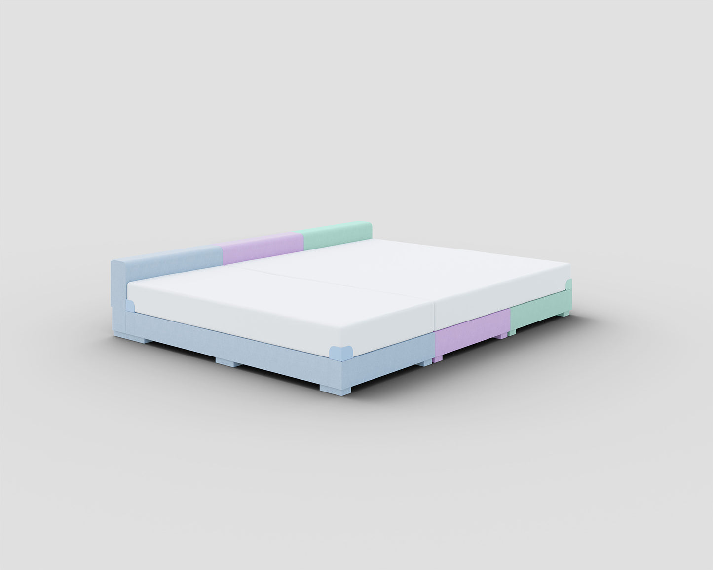 PALU Familienbett Komfort-Set Mix - mittelblau/lavendelviolett/mint - mit Matratze - ohne Topper