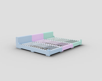PALU Familienbett Komfort-Set Mix - mittelblau/lavendelviolett/mint - ohne Matratze - ohne Topper