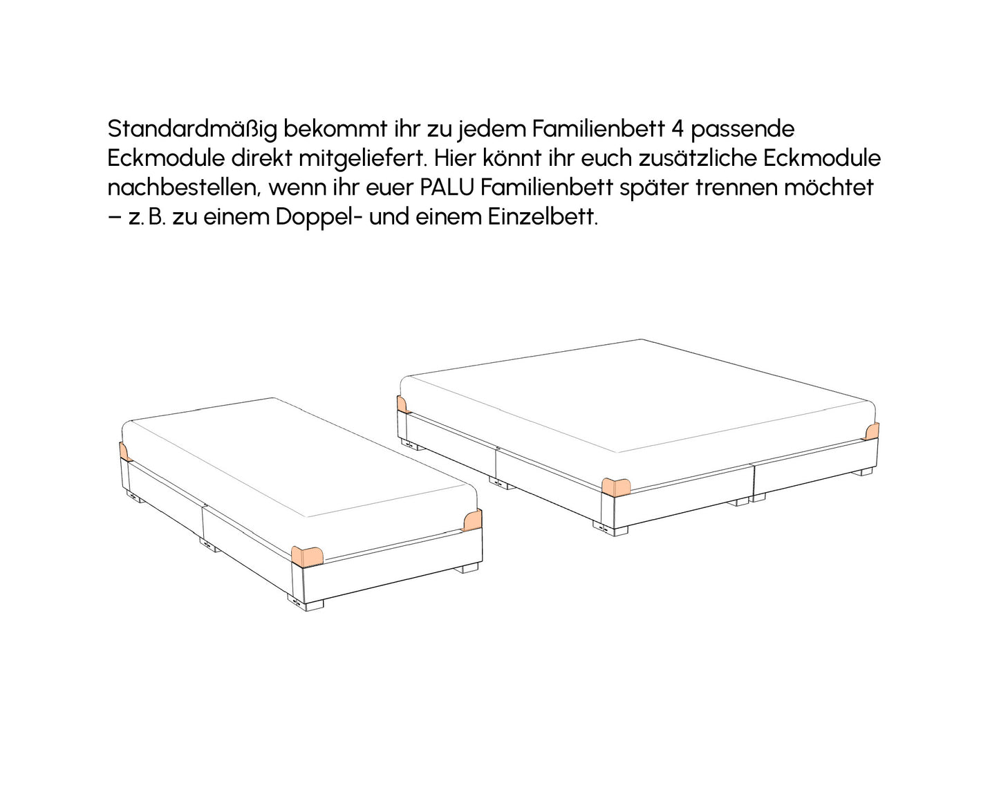 PALU Familienbett Apricotorange Zubehör Konfigurator