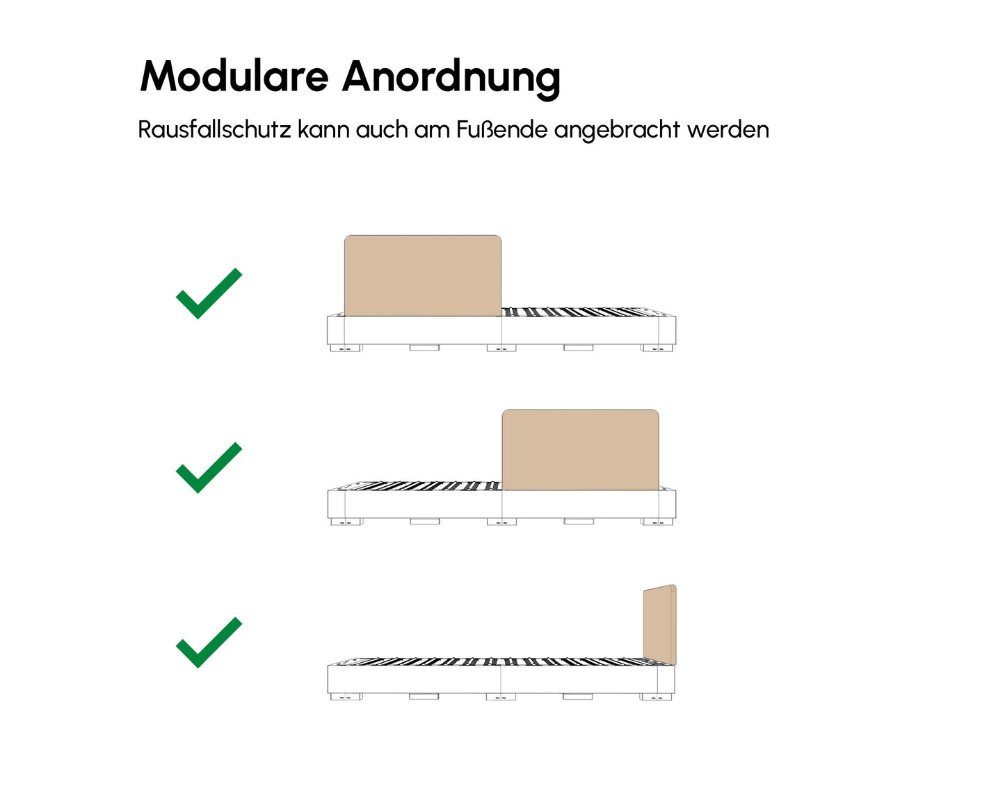 PALU Familienbett Rausfallschutz Anordnung mandelbeige konfigurator